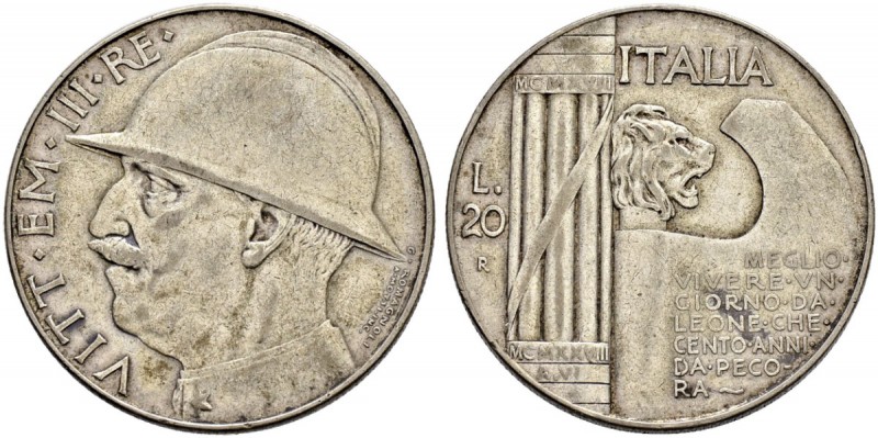 ITALIA 
 Regno d'italia 
 Vittorio Emanuele III. 1900-1946. 
 20 Lire 1928 AN...