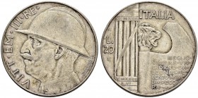 ITALIA 
 Regno d'italia 
 Vittorio Emanuele III. 1900-1946. 
 20 Lire 1928 AN VI, Roma. 19.95 g. Nomisma 1093. Pag. 680. Mont. 76. BB.