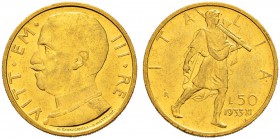 ITALIA 
 Regno d'italia 
 Vittorio Emanuele III. 1900-1946. 
 50 Lire 1933, XI, Roma. 4.42 g. Pag. 660. Schl. 111. Fr. 34. Spl.