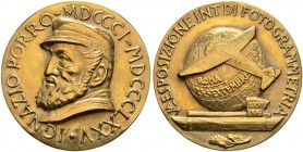 ITALIA 
 Regno d'italia 
 Vittorio Emanuele III. 1900-1946. 
 Medaglia in bronzo 1938. Ignazio Porro MDCCCI - MDCCCLXXV. 5. Esposizione internazion...
