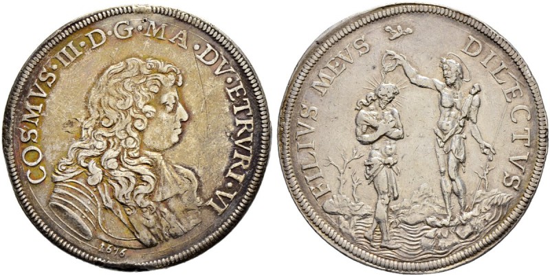 ITALIA 
 Firenze 
 Cosimo III. 1670-1723. 
 Piastra 1676. 31.18 g. MRI 326/3....