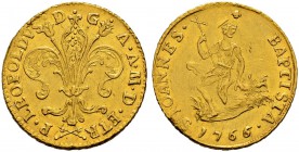 ITALIA 
 Firenze 
 Pietro Leopoldo di Lorena, 1765-1790. 
 Ruspone 1766. 10.44 g. MIR 369/2. Fr. 334. Errore di tondello. BB/Spl.