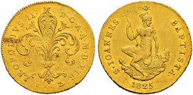 ITALIA 
 Firenze 
 Leopoldo II. Di Lorena, 1824-1859. 
 Ruspone 1825. 10.45 g. MIR 444/2. Pag. 95. Fr. 344. BB.