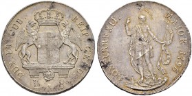 ITALIA 
 Genova 
 Dogi Biennali, 1528-1797. 
 8 Lire 1796. 32.97 g. MIR 309/4. Dav. 1370. Errore di tondello. BB-Spl.