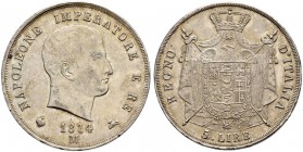 ITALIA 
 Milano 
 Napoleone I, 1805-1814. 
 5 Lire 1814, Milano. 25.01 g. Pag. 32. Dav. 202. Spl/qFDC.