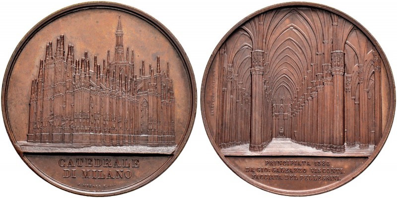 ITALIA 
 Milano 
 Città Milano. 
 Medaglia in bronzo 1860. Cattedrale de Mila...