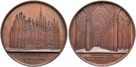 ITALIA 
 Milano 
 Città Milano. 
 Medaglia in bronzo 1860. Cattedrale de Milano. Opus: J. Wiener. 94.32 g. Hoydonck 177. Spl+.