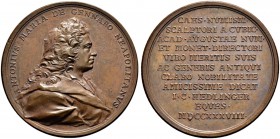 ITALIA 
 Napoli / Sicilia 
 Carlo di Borbone, 1734-1759. 
 Medaglia in bronzo 1738. Antonio de Gennaro. Opus J. C. Hedlinger. 34.25 g. Felder 164. ...