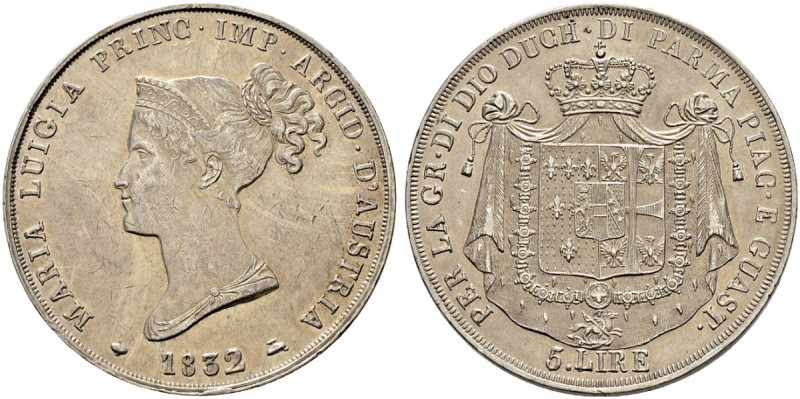 ITALIA 
 Parma 
 Maria Luigia d'Austria, 1815-1847. 
 5 Lire 1832, Milano. 24...