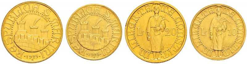 ITALIA 
 San Marino 
 20 & 10 Lire 1925, Roma. PROVA DI STAMPA. Pag. 565, 574....