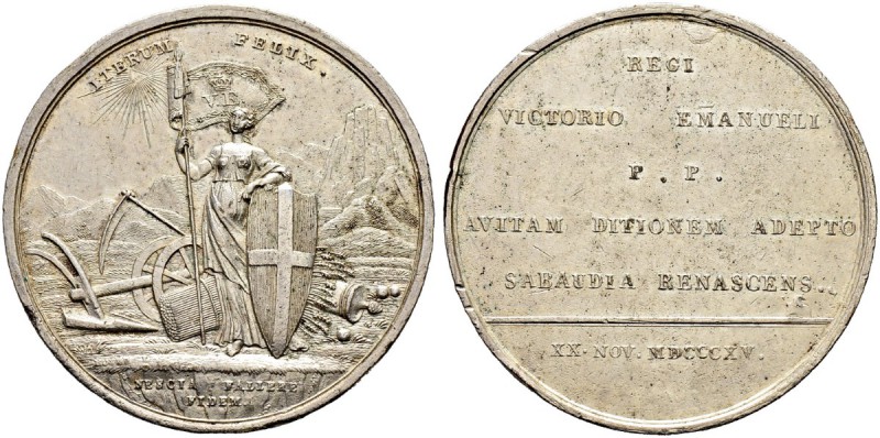 ITALIA 
 Savoia / Sardegna 
 Vittorio Emanuele I, 1802-1821. 
 Medaglia in br...