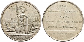 ITALIA 
 Savoia / Sardegna 
 Vittorio Emanuele I, 1802-1821. 
 Medaglia in bronzo 1815. 2. Frieden von Paris. 33.01 g. Argentato. Errore nel bordo....