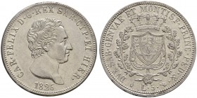 ITALIA 
 Savoia / Sardegna 
 Carlo Felice, 1821-1831. 
 5 Lire 1826, Torino. 25.00 g. Nomisma 565. Pag. 71. Mont.61. Minimi graffietti al D/ e macc...