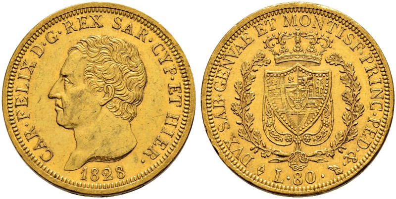 ITALIA 
 Savoia / Sardegna 
 Carlo Felice, 1821-1831. 
 80 Lire 1828, Torino....