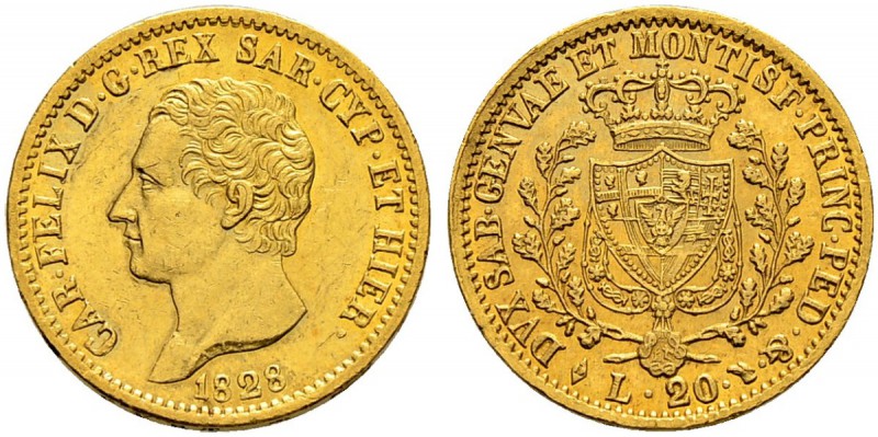 ITALIA 
 Savoia / Sardegna 
 Carlo Felice, 1821-1831. 
 20 Lire 1828, Torino....