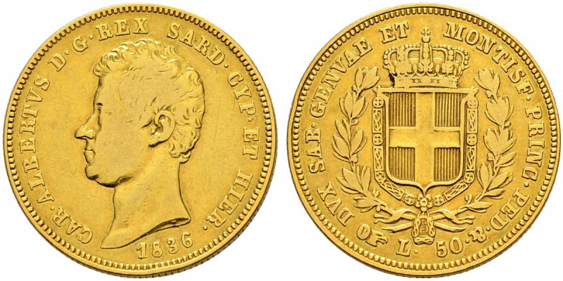 ITALIA 
 Savoia / Sardegna 
 Carlo Alberto, 1831-1849. 
 50 Lire 1836, Torino...