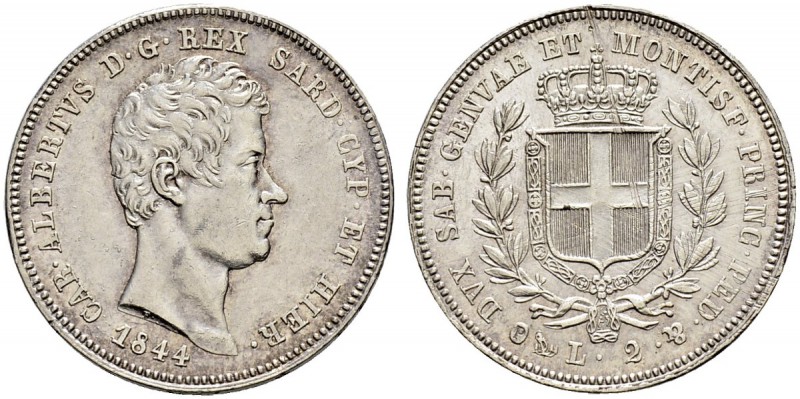 ITALIA 
 Savoia / Sardegna 
 Carlo Alberto, 1831-1849. 
 2 Lire 1844, Genova....