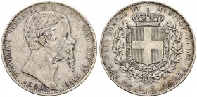ITALIA 
 Savoia / Sardegna 
 Vittorio Emanuele II, 1849-1861. 
 5 Lire 1850, Torino. 24.82 g. Nomisma 772. Pag. 371. Graffi. BB.