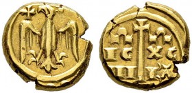 ITALIA 
 Sicilia 
 Federico II., 1197-1250. 
 Multiplo di Tari d'oro s. d., Messina. 3.02 g. Varesi 68. Spahr 76 var. Fr. 651. Spl.