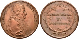 ITALIA 
 Vaticano - Stato Pontificio 
 Clemente XII. 1730-1740. 
 Medaglia in bronzo s. d. Opus J. Dassier. 69.12 g. Spink 1753. Eisler 264. Spl+.
