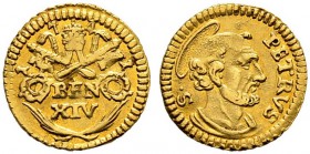 ITALIA 
 Vaticano - Stato Pontificio 
 Benedetto XIV. 1740-1758. 
 1/2 Scudo romano 1741, Roma. 0.91 g. Berman 2735. Fr. 233. BB+.