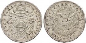 ITALIA 
 Vaticano - Stato Pontificio 
 Sede Vacante, 1774. 
 Mezzo Scudo 1774, Roma. 13.12 g. Berman 2946. Errore di tondello. BB+.