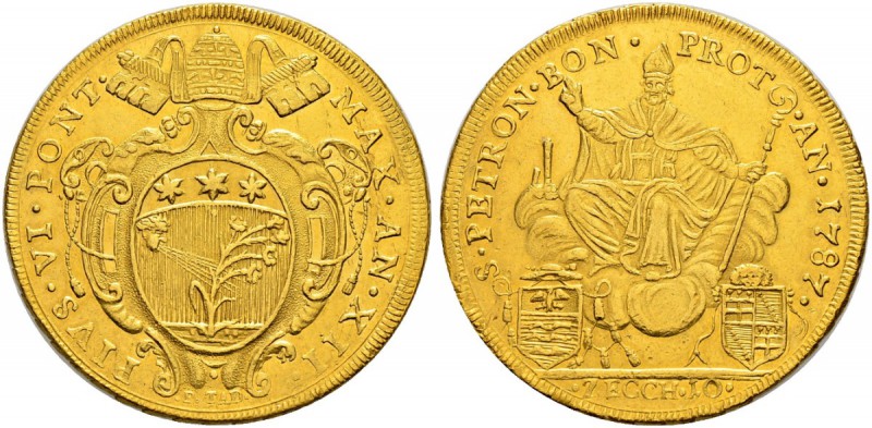 ITALIA 
 Vaticano - Stato Pontificio 
 Pio VI. 1775-1799. 
 10 Zecchini 1787 ...