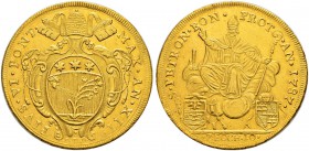 ITALIA 
 Vaticano - Stato Pontificio 
 Pio VI. 1775-1799. 
 10 Zecchini 1787 AN XII, Bologna. 34.24 g. Berman 3012. Fr. 390. Rara. Spl.