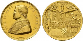 ITALIA 
 Vaticano - Stato Pontificio 
 Pio IX. 1846-1878. 
 Medaglia in oro 1856/AN XI. Medaglia annuale. Proclamazione del Dogma dell'Immacolata C...