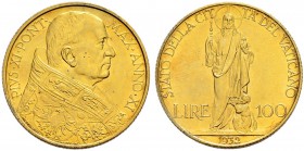 ITALIA 
 Vaticano - Stato Pontificio 
 Pio XI. 1922-1939. 
 100 Lire 1932, Roma. 8.80 g. Pag. 615. Schl. 171. Fr. 283. Spl/Fdc.