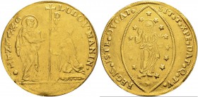 ITALIA 
 Venezia 
 Lodovico Manin, 1789-1797. 
 10 Zecchini s. d. 33.98 g. Montenegro 3302. Fr. 1439. Tracce di montatura. B/BB.