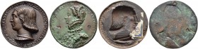 ITALIA 
 Lotto 
 LOT. Savoia/Sardegna. Medaglia in bronzo (1550). (Galvano). Ferrara. Medaglia in bronzo (1450-70) (uniface). Fovi abilmente otturat...