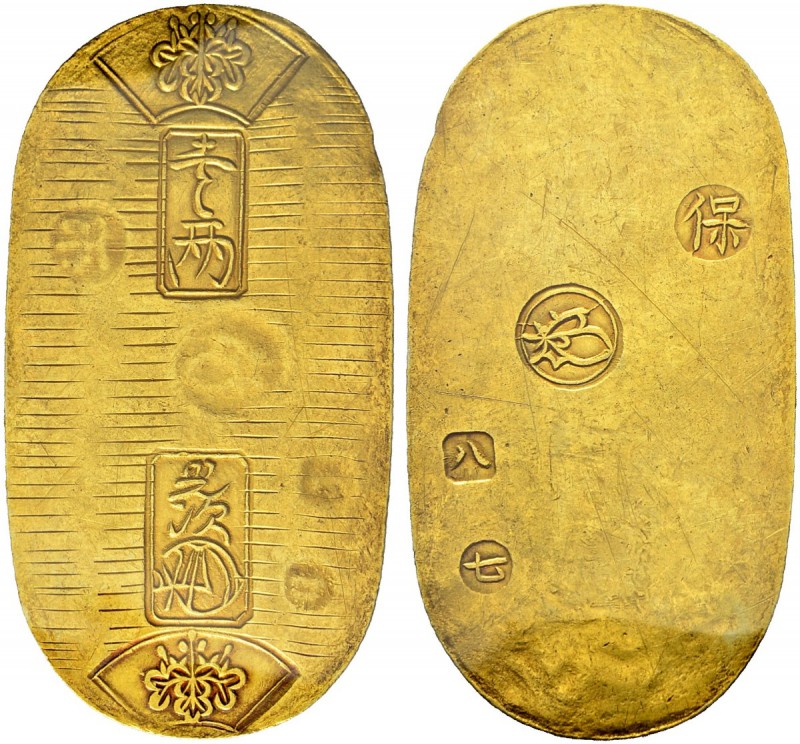 JAPAN 
 Tempo Koban o. J. (1837-1858). 11.23 g. JNDA 09-21. Fr.15. Sehr schön-v...