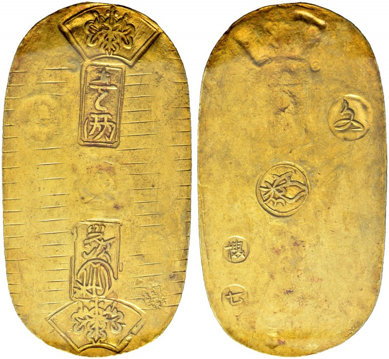 JAPAN 
 Tempo Koban o. J. (1837-1858). 13.05 g. JNDA 09-21. Fr.15. Sehr schön-v...