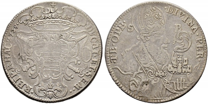 KROATIEN 
 Ragusa 
 Tallero 1738. St. Biago. 27.92 g. Dav. 1636. Sehr schön-gu...