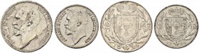 LIECHTENSTEIN 
 Johann II. 1858-1929. 
 2 Franken 1924. 1 Franken 1924. Divo 105, 106. HMZ 2-1380a, 1381a. 2 Franken mit Kratzern / 2 Francs with sc...