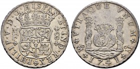 MEXIKO 
 Felipe V. 1700-1746. 
 8 Reales 1741, Mexiko. Assayer MF. 26.95 g. C.T. 704. KM 103. Gereinigt / Cleaned. Gutes sehr schön / Good very fine...