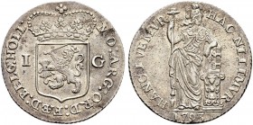 NIEDERLANDE 
 Holland, Provinz 
 1 Gulden 1793. 10.44 g. Delmonte 1182. Min. Schrötlingsf / Minor planchet fault. Vorzüglich / Extremely fine.