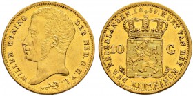 NIEDERLANDE 
 Königreich der Niederlande 
 Wilhelm I. 1815-1840. 
 10 Gulden 1839, Utrecht. 6.72 g. Schulman 188. Schl. 80. Fr. 327. Av. starke Kra...