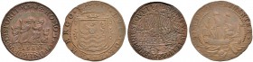 NIEDERLANDE 
 Lot 
 LOT. Bronzejeton 1588, Dordrecht. Bronzejeton 1647. Middelburg. Dugniolle 3188, 4010. Gutes sehr schön / Good very fine.(2)