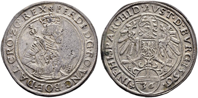 RDR / ÖSTERREICH 
 Ferdinand I. 1521-1564. 
 Halbtaler zu 36 Kreuzer 1556, Hal...