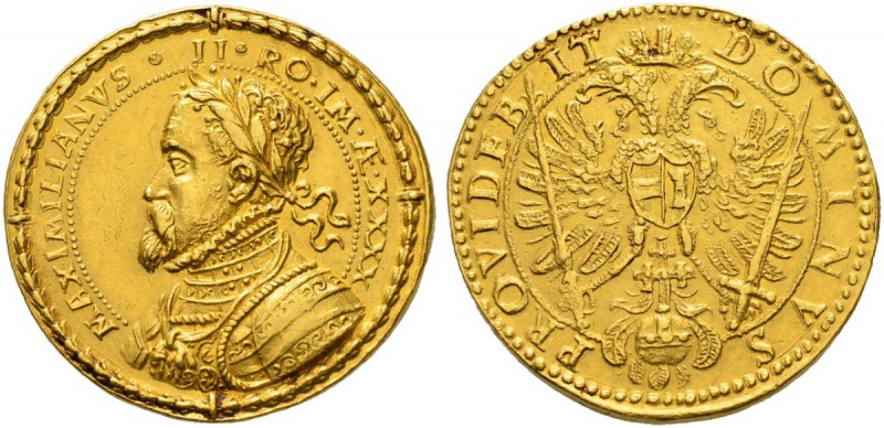 RDR / ÖSTERREICH 
 Maximilian II. 1564-1576. 
 Denkmünze zu 10 Dukaten 1567. M...