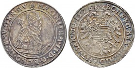 RDR / ÖSTERREICH 
 Maximilian II. 1564-1576. 
 Taler 1576, Kuttenberg. 28.93 g. Dietiker 244. Dav. 8056. Sehr schön / Very fine.