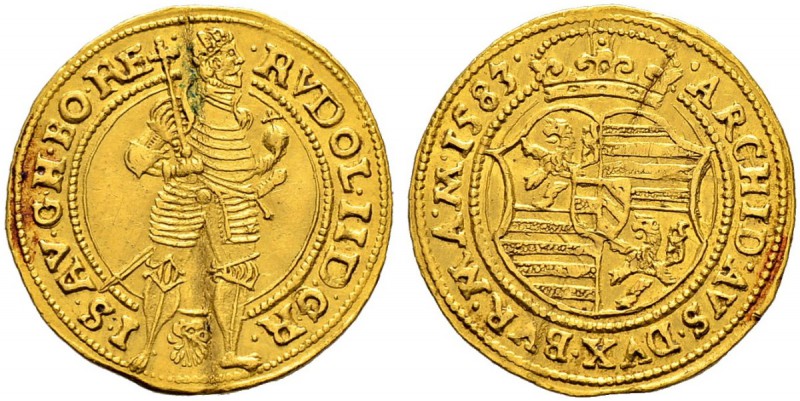 RDR / ÖSTERREICH 
 Rudolf II. 1576-1612. 
 Dukat 1583, Prag. 3.46 g. Dietiker ...