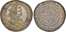 RDR / ÖSTERREICH 
 Ferdinand III. 1637-1657. 
 Taler 1657, Wien. 28.64 g. MzA p. 155. Dav. 3184. Prachtexemplar / Cabinet piece. Hübsche Patina / At...