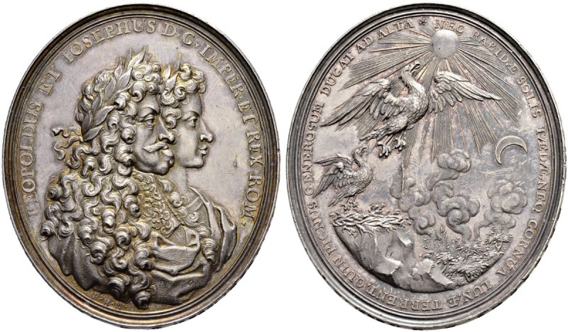 RDR / ÖSTERREICH 
 Leopold I. 1657-1705. 
 Silbermedaille 1690. Auf die Krönun...