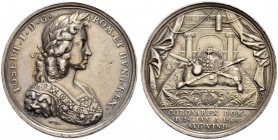 RDR / ÖSTERREICH 
 Leopold I. 1657-1705. 
 Silbermedaille 1690. Auf die Krönung seines Sohnes Joseph zum König in Augsburg. Stempel von G. Hautsch. ...