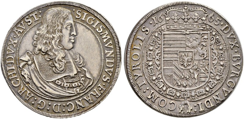 RDR / ÖSTERREICH 
 Erzherzog Sigismund Franz, 1662-1665. 
 Taler 1665, Hall. 2...