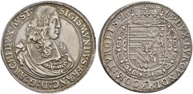 RDR / ÖSTERREICH 
 Erzherzog Sigismund Franz, 1662-1665. 
 Taler 1665, Hall. 28.51 g. M.T. 531. Dav. 3370. Schöne Tönung / Nice toning. Fast vorzügl...