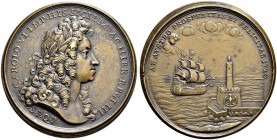 RDR / ÖSTERREICH 
 Karl VI. 1711-1740. 
 Bronzemedaille 1720. Auf die Rückeroberung Siziliens. Stempel von A. Travani. Gewidmet von der Stadt Palerm...